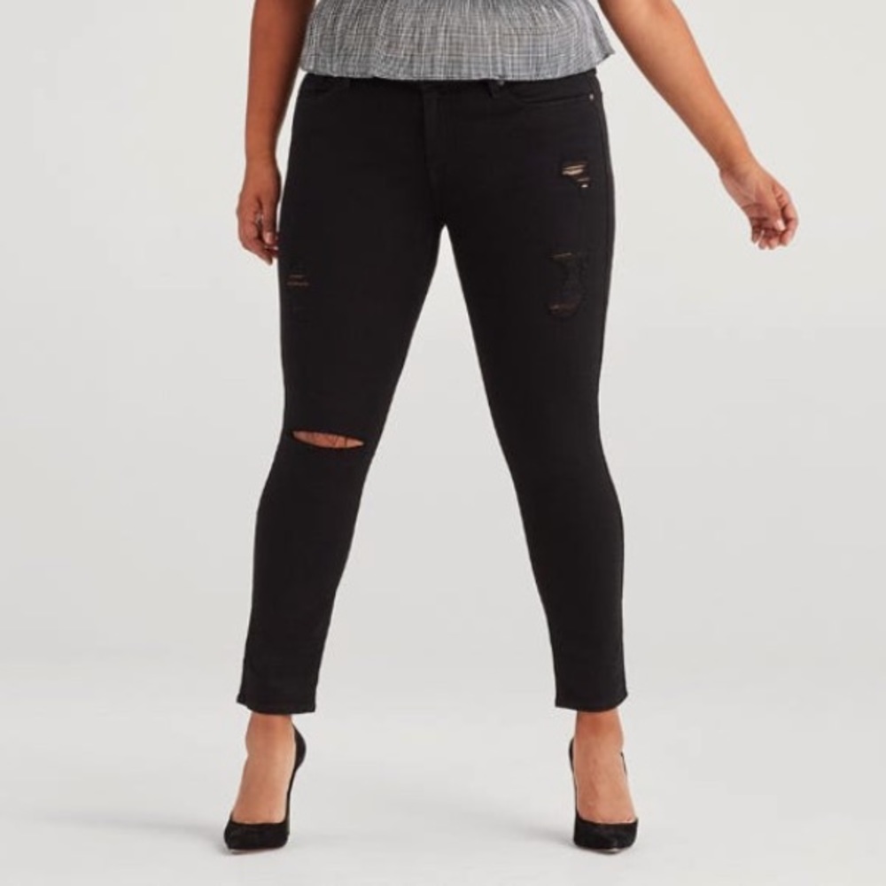 7FAM B(air) Denim Ankle Skinny destroy black